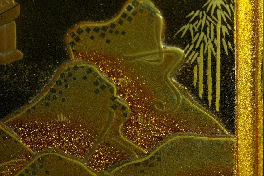 名品 輪島塗 初音蒔絵 香炉 純銀 火屋 美品(Ｋ-YC574)