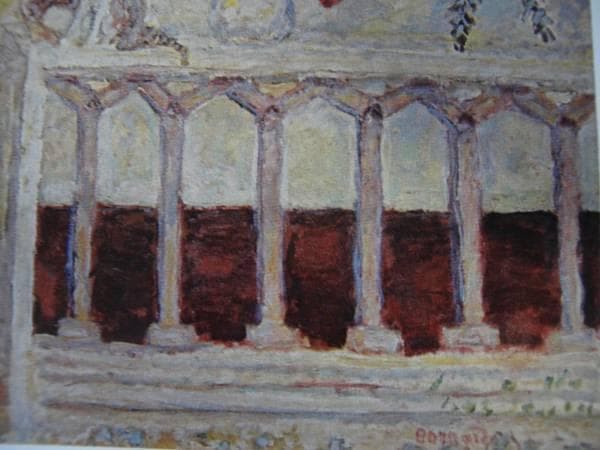 ボナール、欄干の猫、希少画集画、新品高級額、額装付、状態良好、油彩 風景