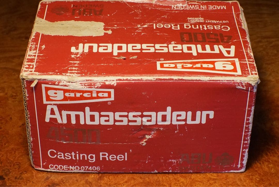 元箱付 ABU アンバサダー 4500 メンテ済 フレーム修正済 チェリーレッド