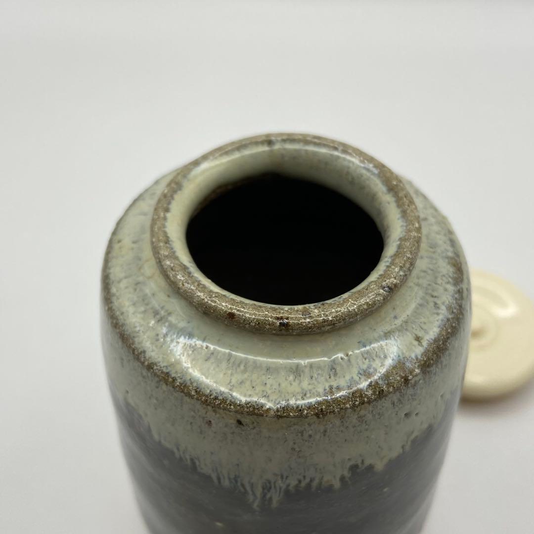 肩衝茶入 唐津焼　峰松義人　共箱入　仕覆:伊藤間道　茶道具　濃茶器　伝統工芸品