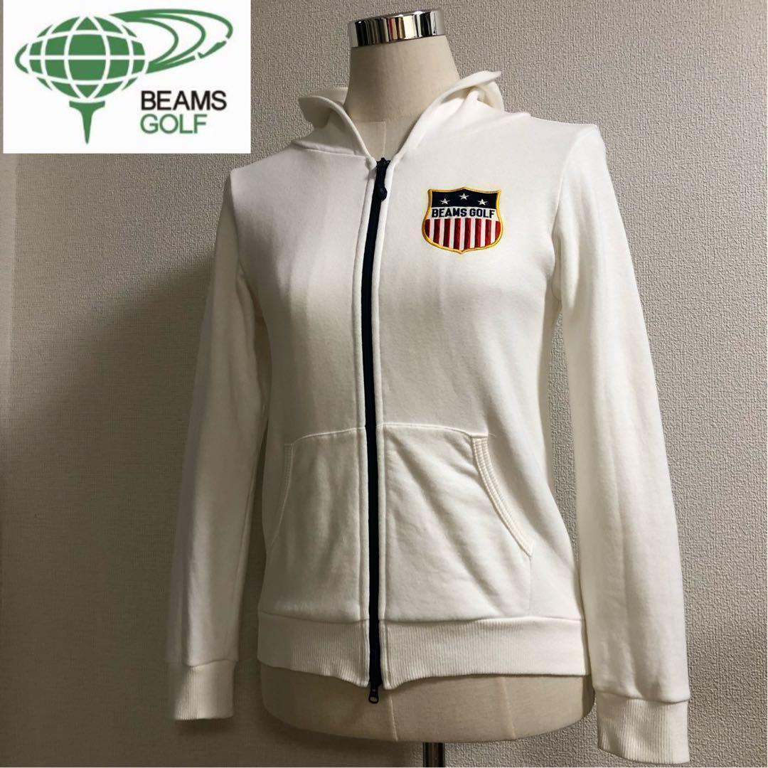 ビームスゴルフ◆オレンジレーベル ダブルジップ パーカー◆ホワイト Mサイズ