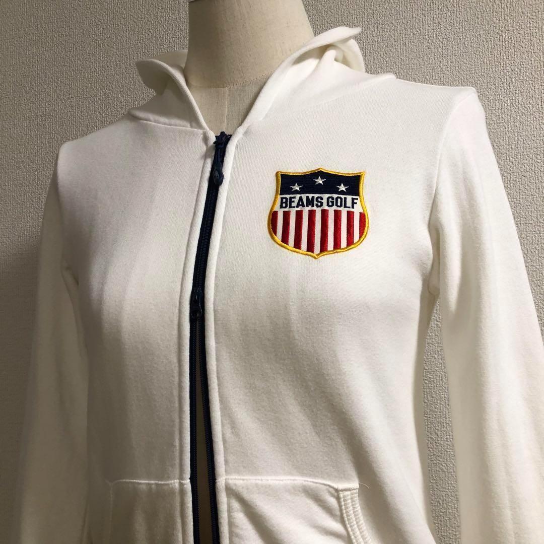 ビームスゴルフ◆オレンジレーベル ダブルジップ パーカー◆ホワイト Mサイズ