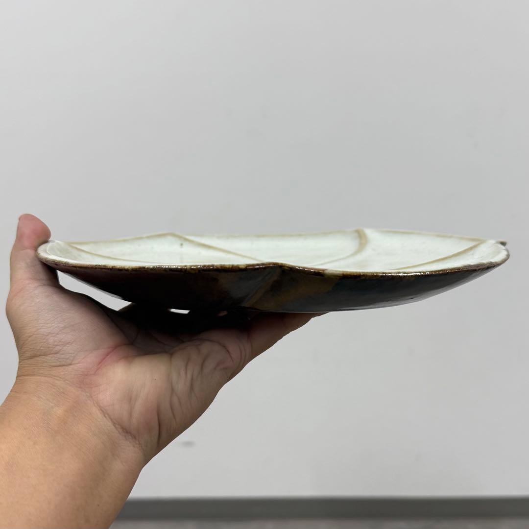 SNT1165 久田宗也 尋牛斎書付　膳所焼　練梅菓子器　菓子皿　共箱