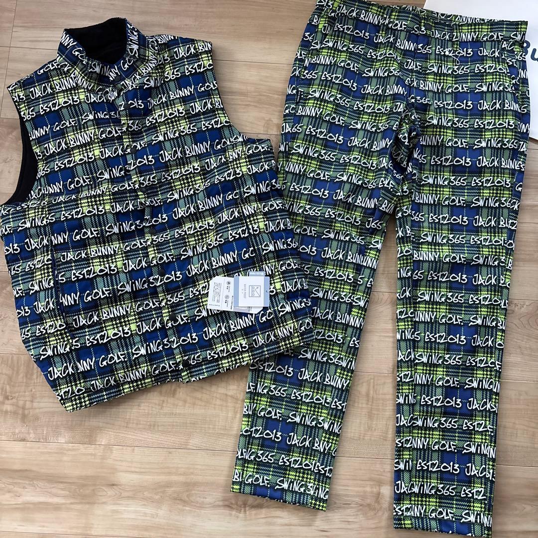 新品　ジャックバニー　メンズ　リバーシブル中綿ベスト　裏地付きパンツ　上下L