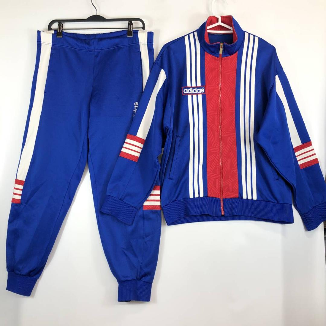 80s 90s デサントアディダス ジャージ セットアップ Lサイズ ブルー
