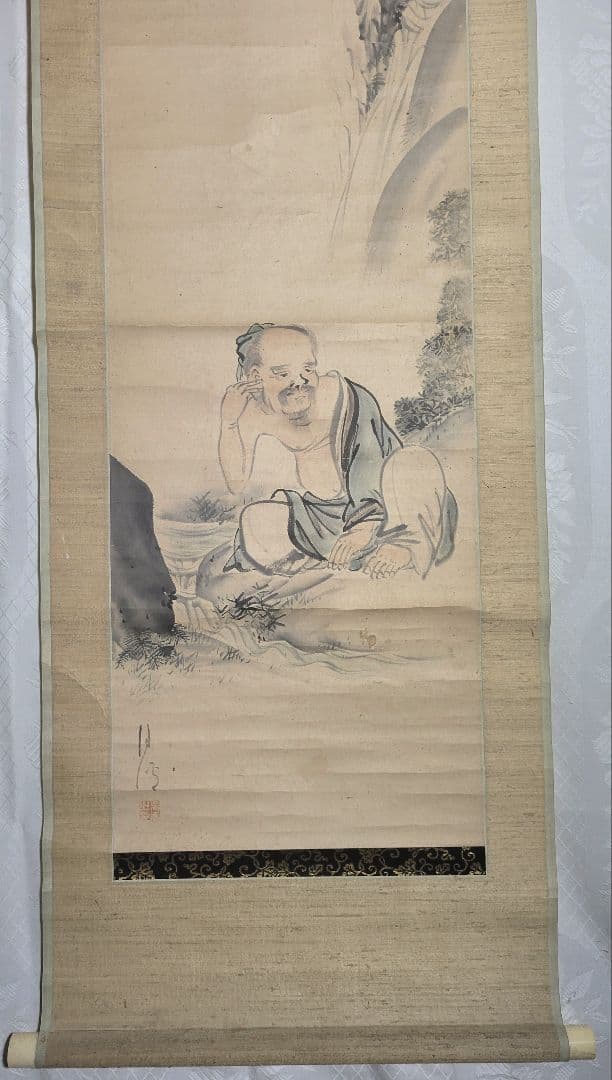 松村呉春(月渓)　人物画、歴史画　掛け軸　合わせ箱　書画、骨董品、美術品