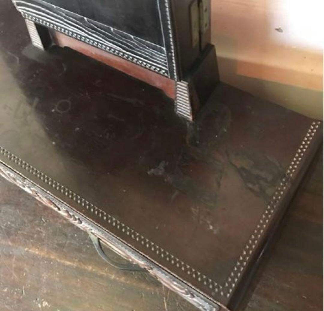 ビンテージ　木製　三面鏡　鏡台　木彫りの装飾が丁寧で雰囲気あります