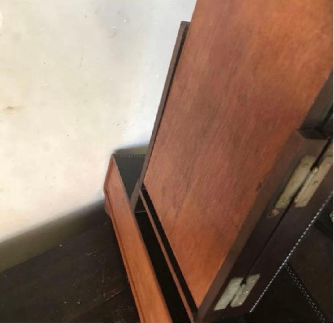 ビンテージ　木製　三面鏡　鏡台　木彫りの装飾が丁寧で雰囲気あります