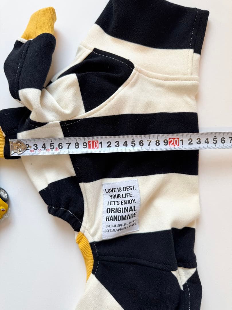 太ボーダーのロンパース　イタグレ服　犬服　ハンドメイド