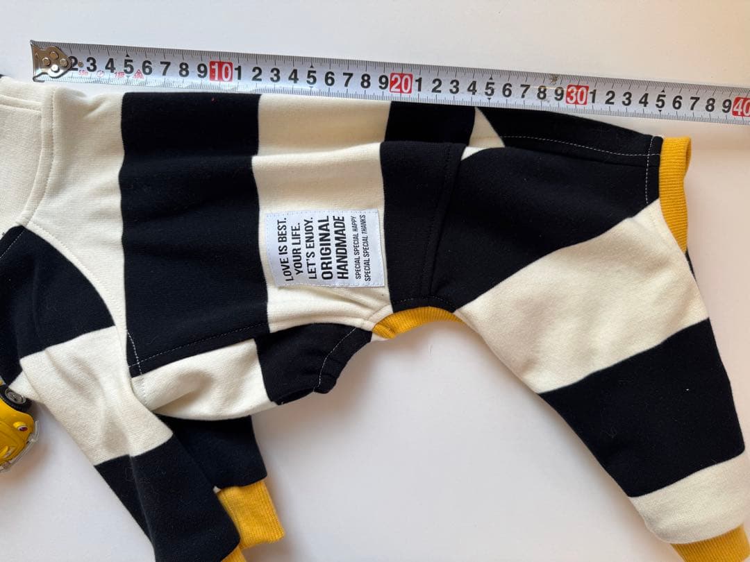 太ボーダーのロンパース　イタグレ服　犬服　ハンドメイド