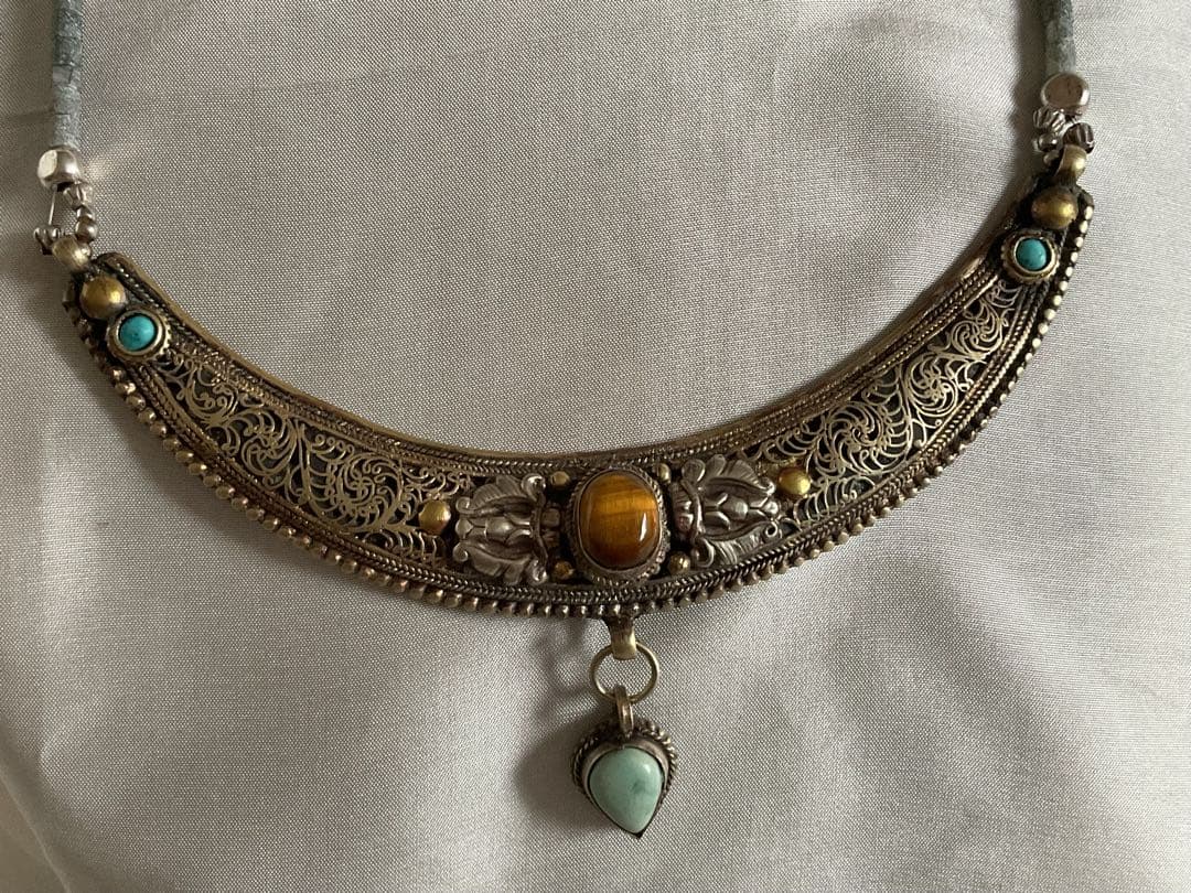 エスニックジュエリー！「ウズキベスタン工芸細工にオリジナルチェーン」ネックレス