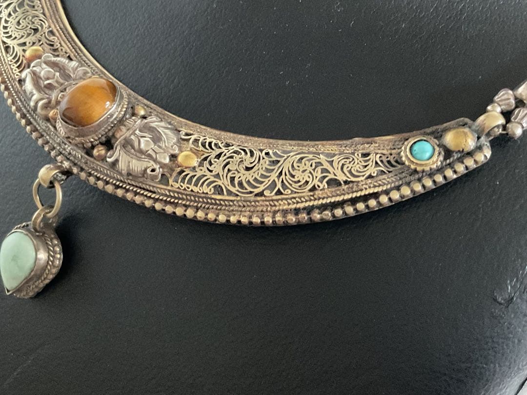 エスニックジュエリー！「ウズキベスタン工芸細工にオリジナルチェーン」ネックレス