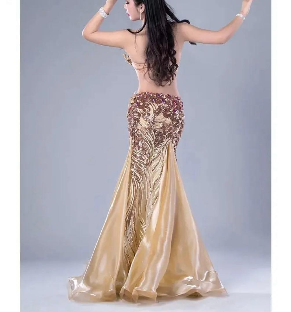 ゴールド ベリーダンス 衣装 花モチーフ