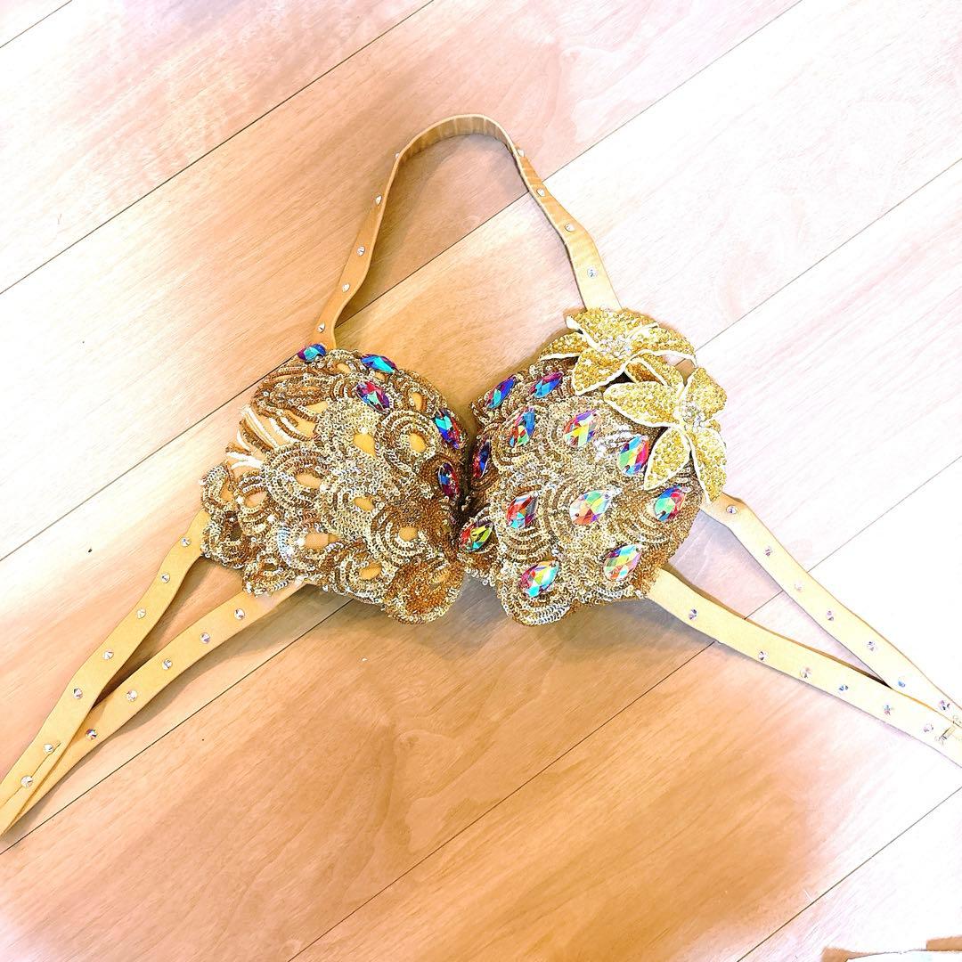 ゴールド ベリーダンス 衣装 花モチーフ