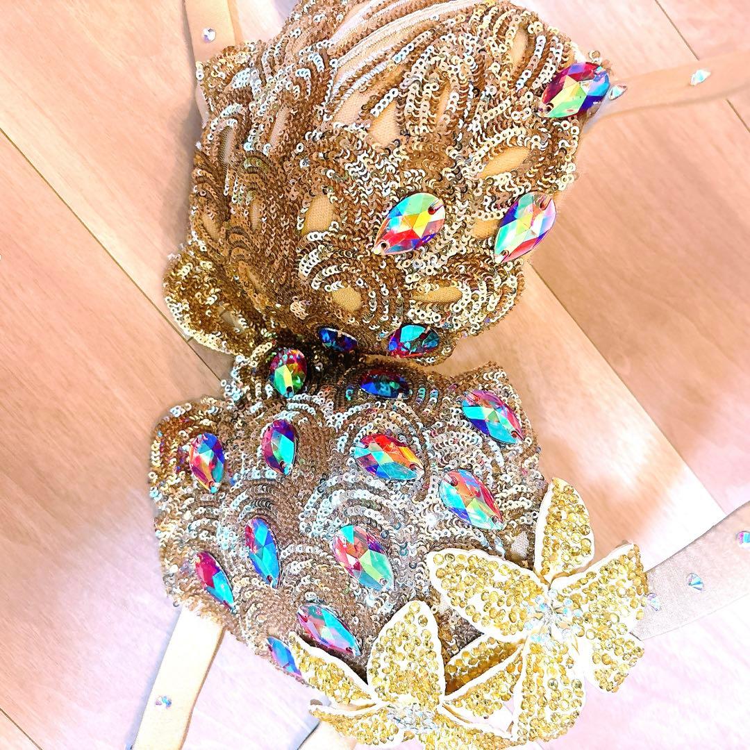 ゴールド ベリーダンス 衣装 花モチーフ