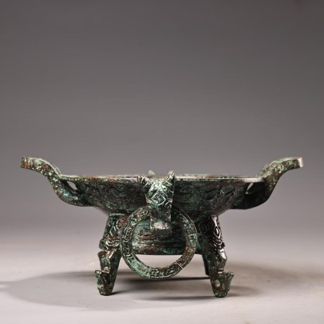 中国古美術『旧蔵 青銅鍋』純銅製 古銅器 置物 擺件 時代物 下郷収蔵 唐物