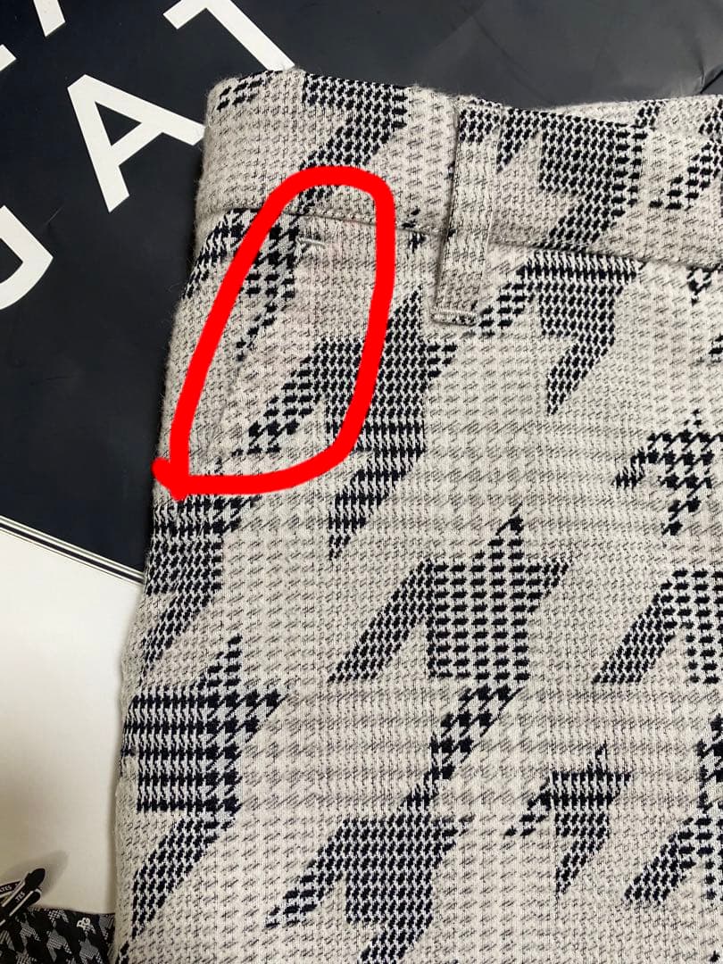 パーリーゲイツグレンチェック千鳥ジャガード起毛仕上げストレッチパンツサイズ00