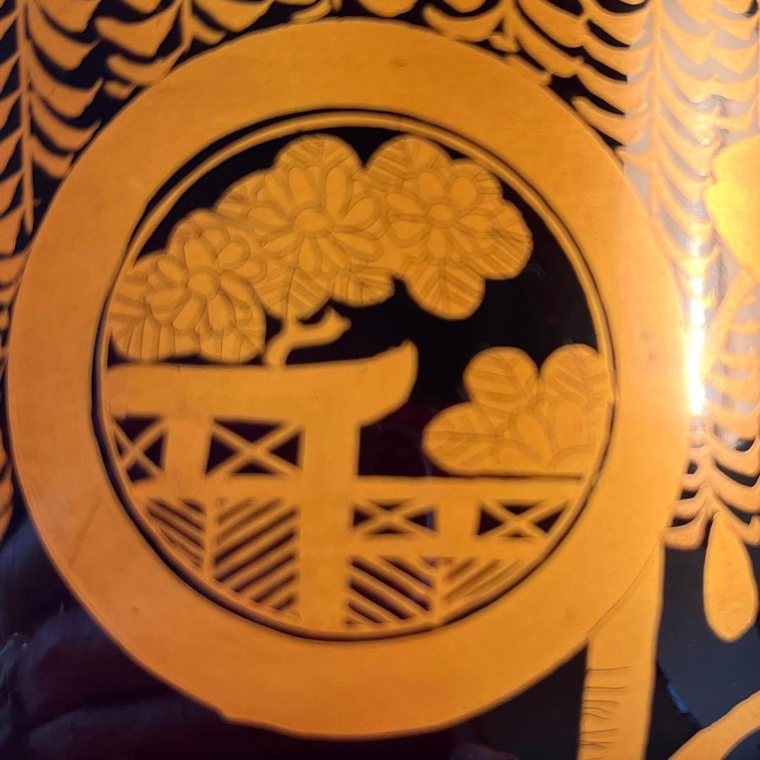 Ａ913 木製輪島塗　枝垂桜蒔絵　時代物　盃洗　1対　（合わせ箱付）