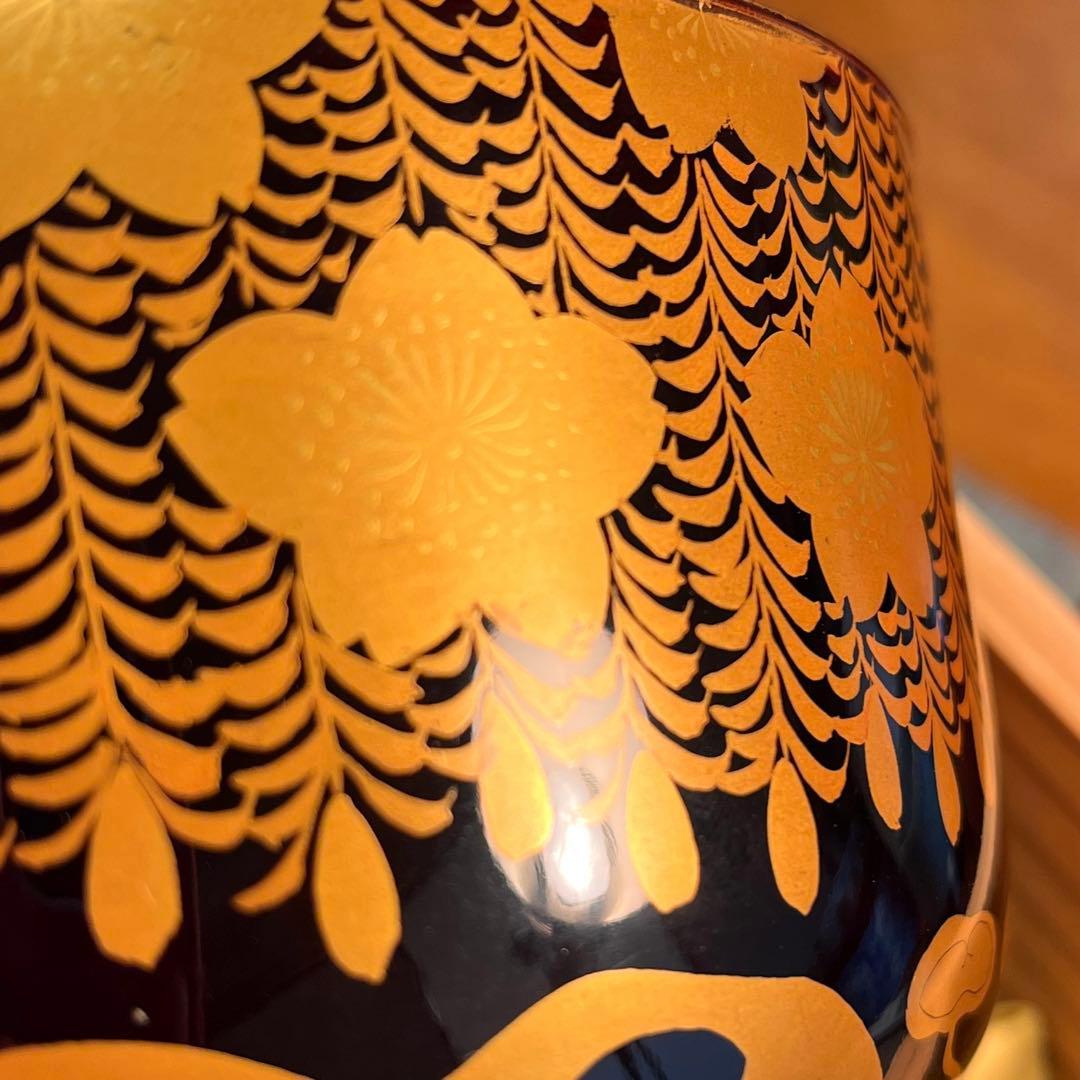 Ａ913 木製輪島塗　枝垂桜蒔絵　時代物　盃洗　1対　（合わせ箱付）