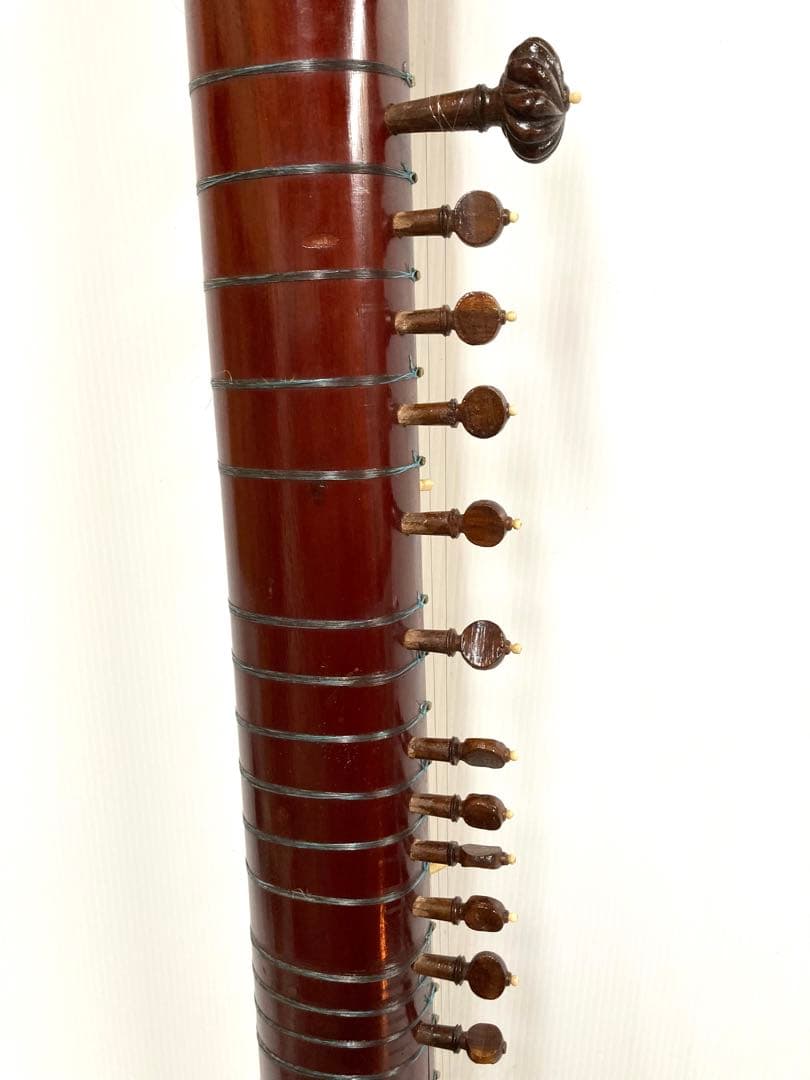 インド民族楽器◆シタール 全長124cm ピック／ハードケース付き 希少
