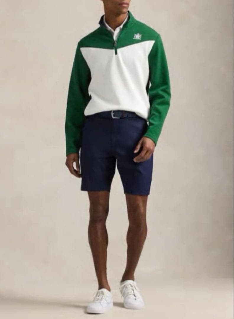 RLX ゴルフ ブロックダブルニット プルオーバー フルジップ ジャケット M