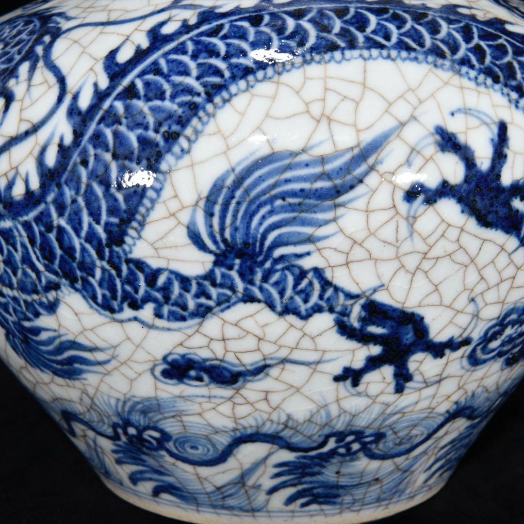 珍品　古美術　元青花龍紋瓶　染付　縁起物　陶磁器　インテリア　アンティーク