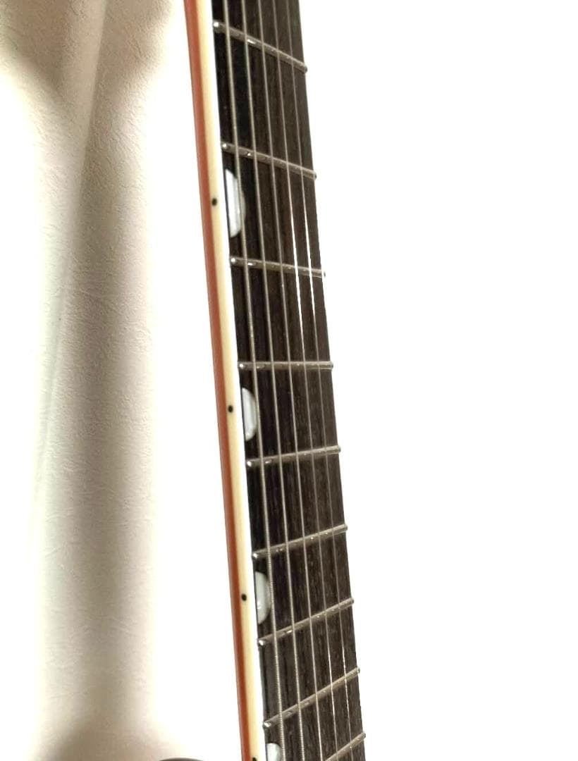 フルアコアーチトップギター③　オレンジ虎目トレモロアーム　ステンレスフレット