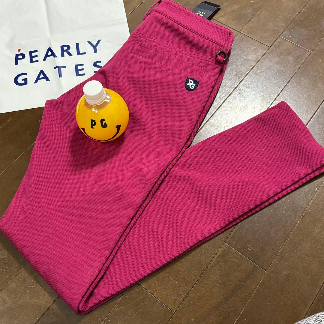 ★パーリーゲイツPEARLYGATES美脚ストレッチパンツ新品未使用ピンク系1M