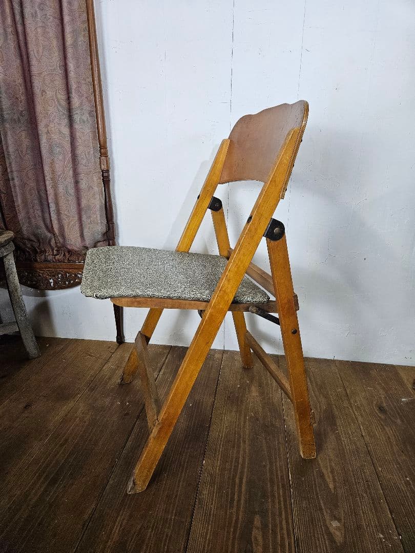 USヴィンテージ フォールディングチェア 木製 折り畳み椅子 古家具