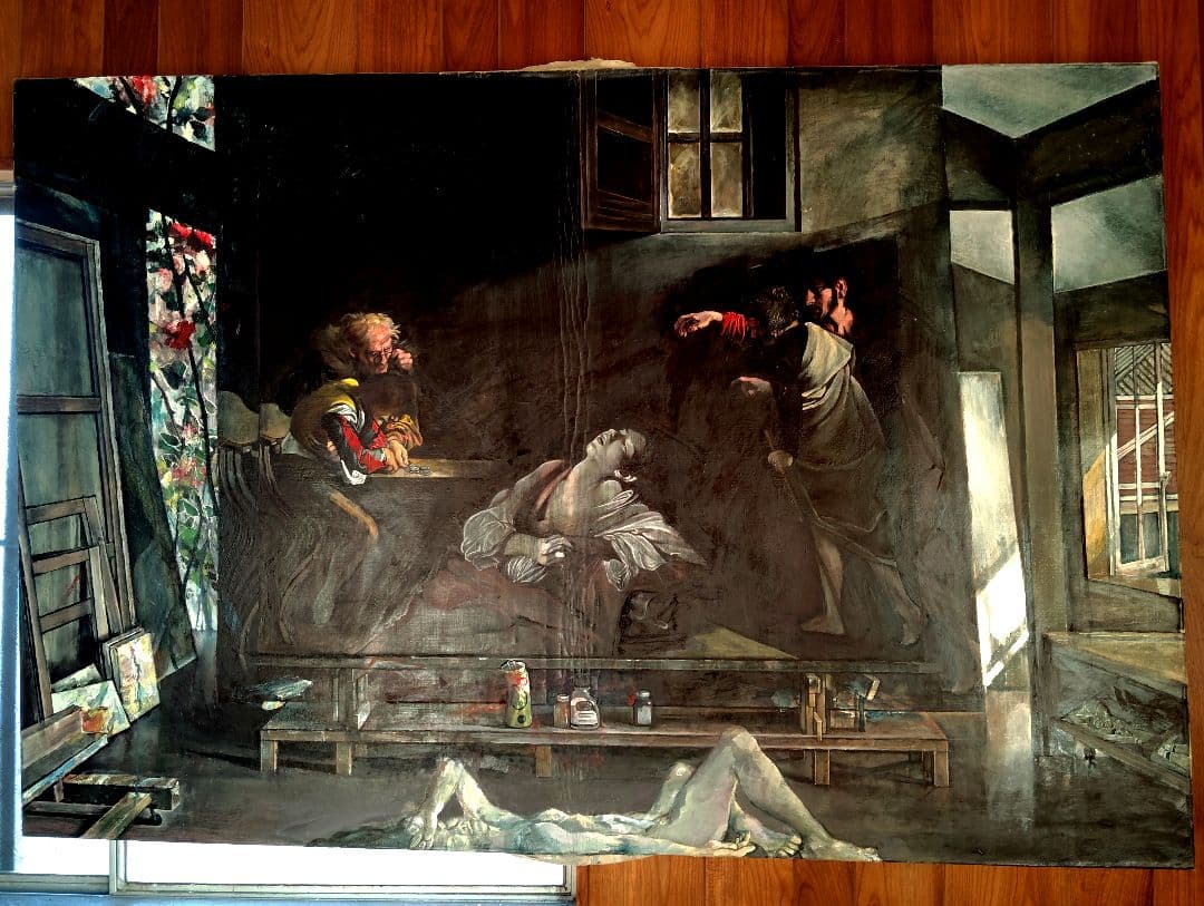 W1900mm薔薇と酒の日々■ドラマティックな油彩画 大キャンバス大型絵画真作