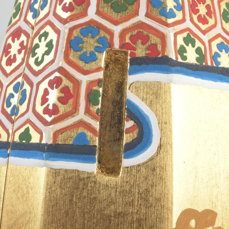 aoi　島津有職庵作　本金箔京彩　ぶりぶり香合　共布共箱　V　9488