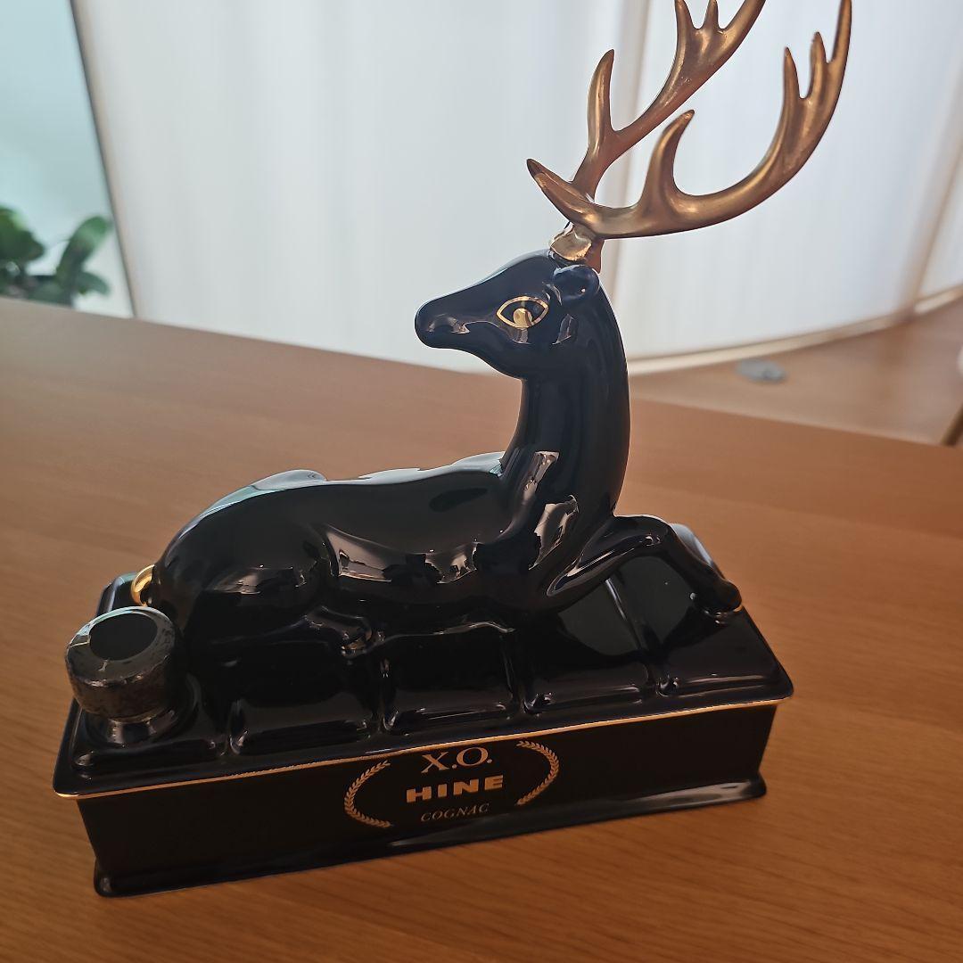 未開栓　X.O HINE COGNAC 陶器　鹿ボトルブルー