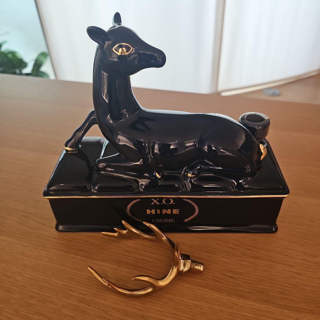 未開栓　X.O HINE COGNAC 陶器　鹿ボトルブルー