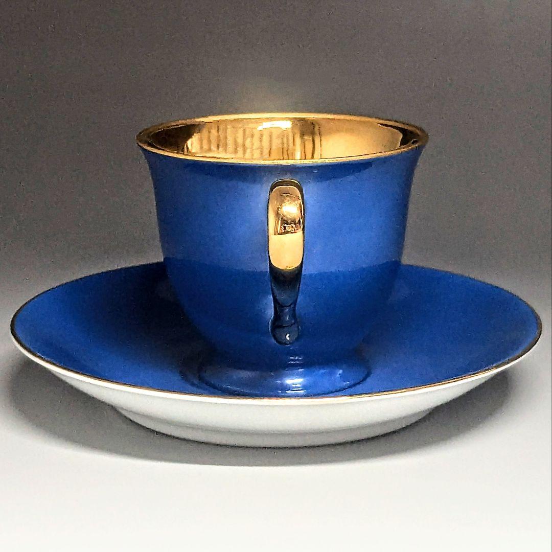 オールドノリタケ ゴールド ハーレクインキャビネットカップ&ソーサー 青✕金彩