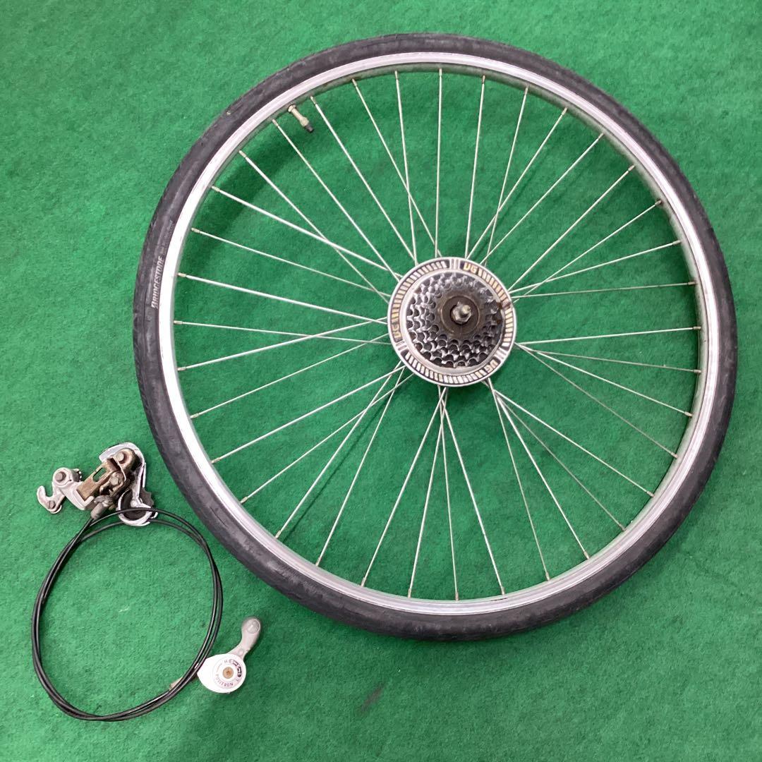 【貴重】 外装５段 シフター ディレーラー 付 リアホイール 26x1-3/8