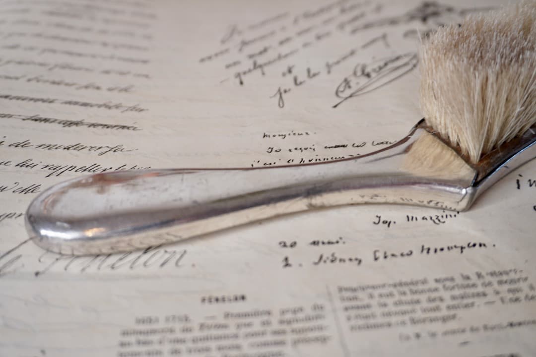 フランス アンティーク シルバープレート ダストパン ブラシ セット