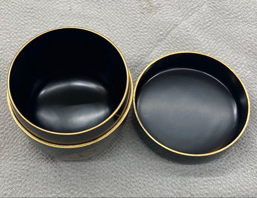 B549b 羽根蒔絵 大棗　作者不詳　研出蒔絵　共箱(作者名書付無し)