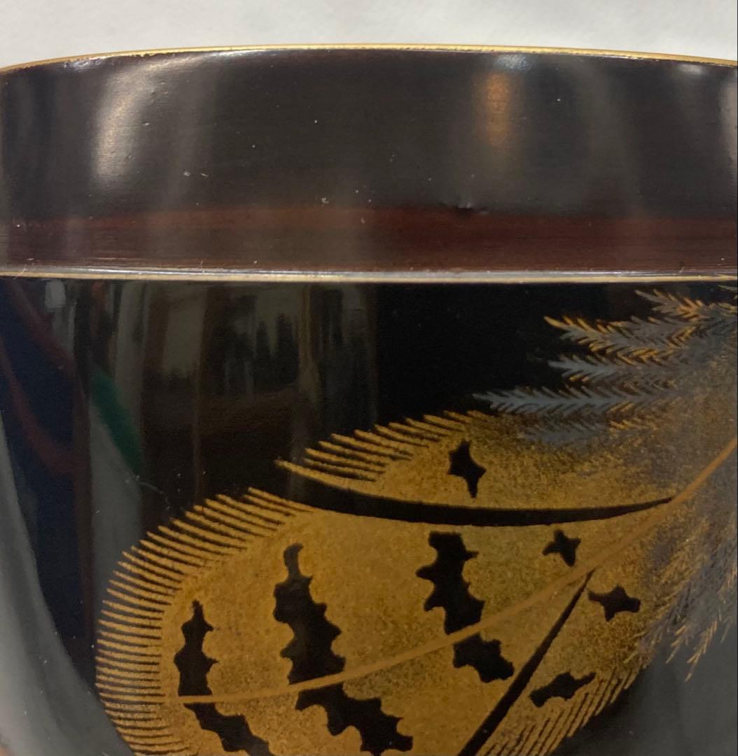 B549b 羽根蒔絵 大棗　作者不詳　研出蒔絵　共箱(作者名書付無し)