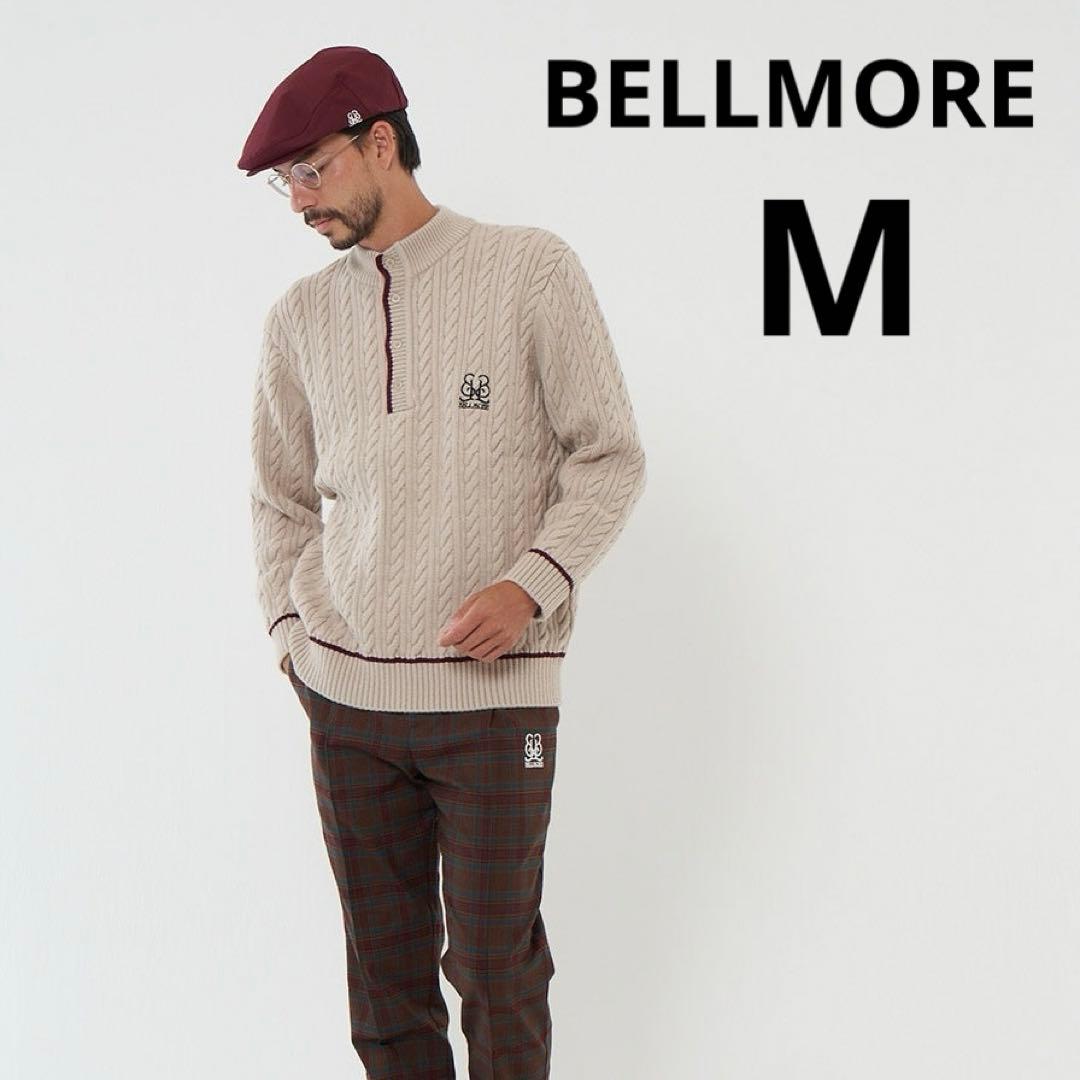 BELLMORE ベルモア　ニット　ゴルフ　ロゴ刺繍　M