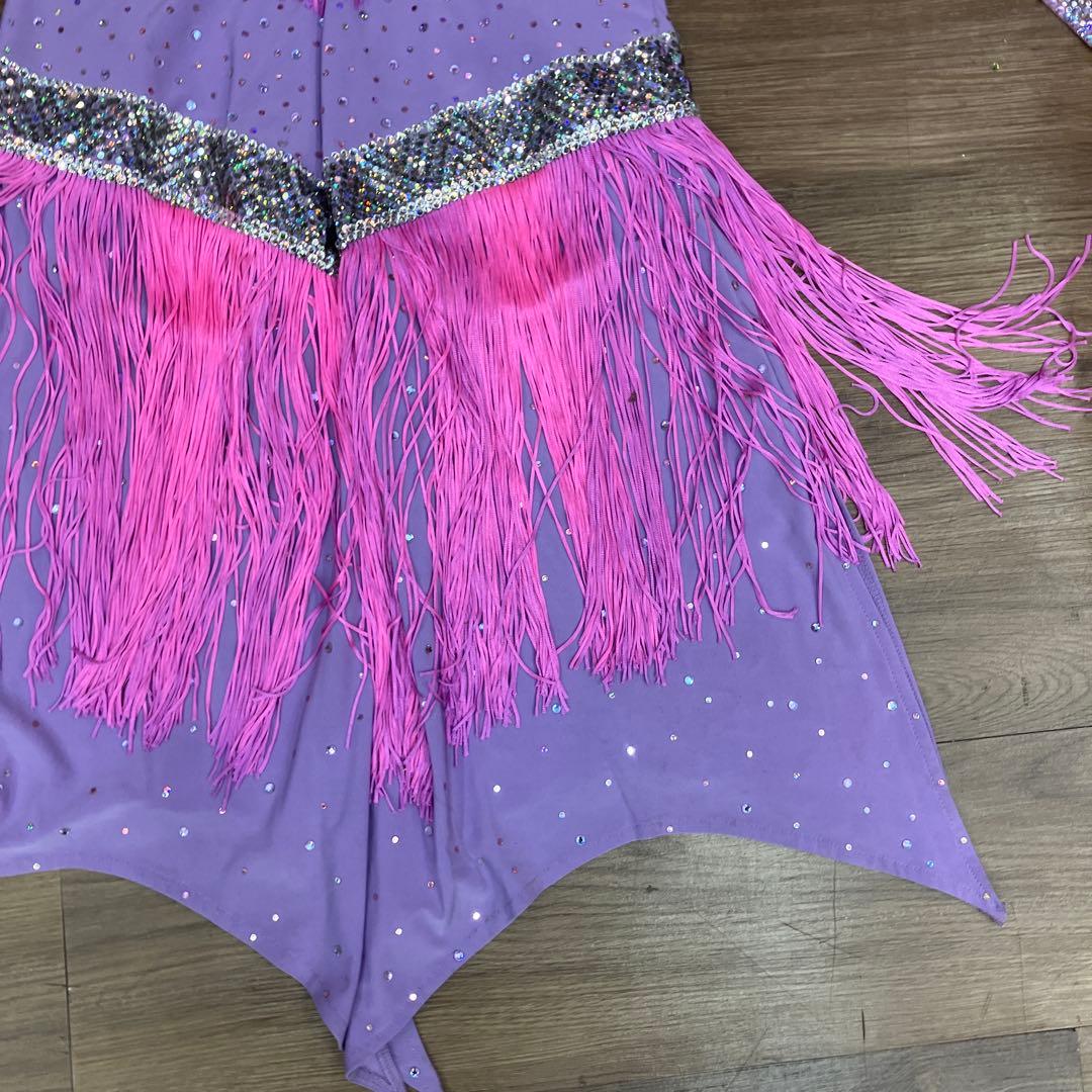 2.3 競技ダンス ラテン バトン用 ドレス パープル ピンク 社交ダンス