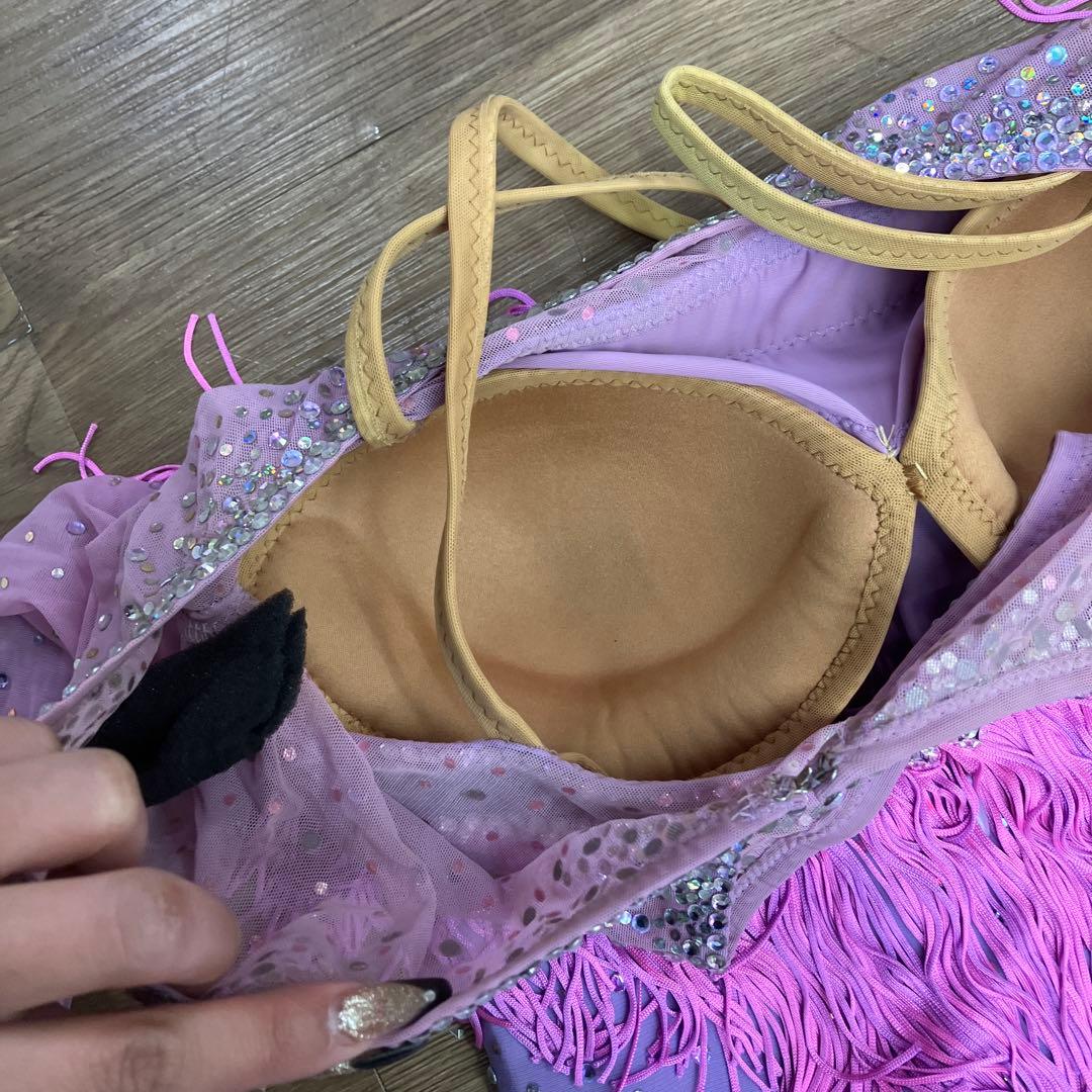 2.3 競技ダンス ラテン バトン用 ドレス パープル ピンク 社交ダンス