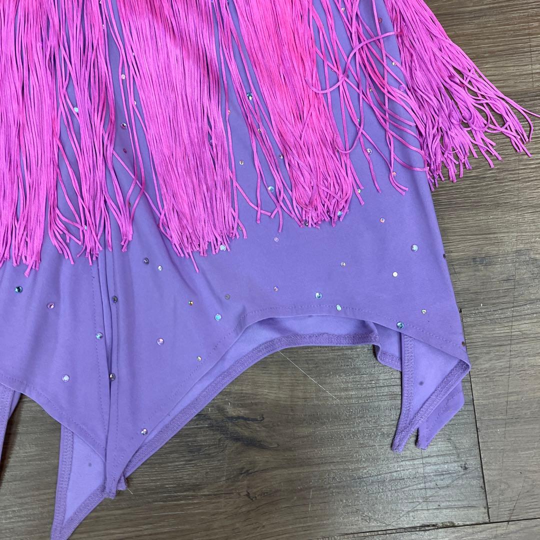 2.3 競技ダンス ラテン バトン用 ドレス パープル ピンク 社交ダンス