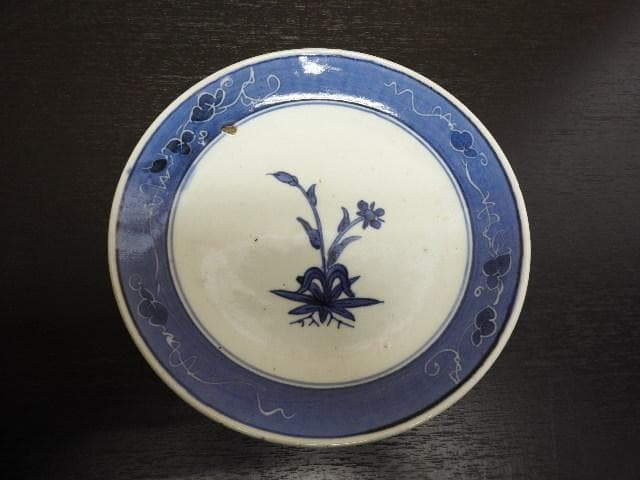 伊万里　水仙染付皿　江戸時代　MA295