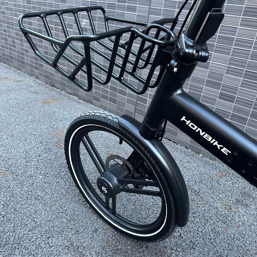 HONBIKE 電動アシスト自転車 前カゴ付走行142キロ