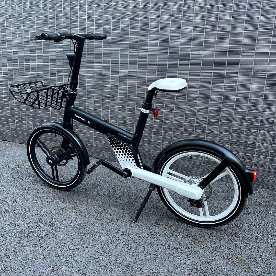 HONBIKE 電動アシスト自転車 前カゴ付走行142キロ