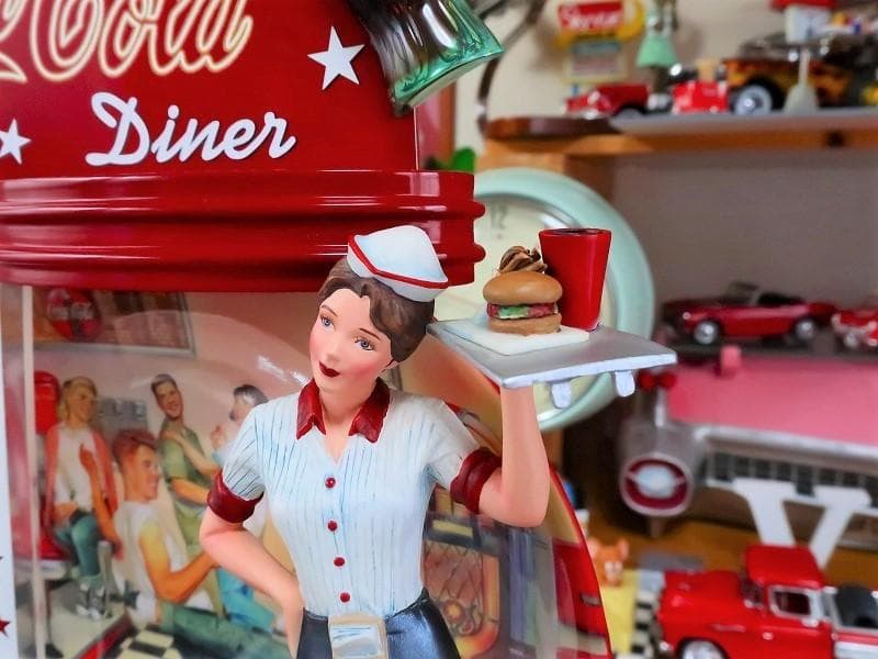 ★コカコーラ アメリカンダイナーウェートレス 50s フィギュア ＆ プレート