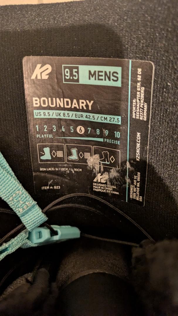 スノボブーツ K2 BOUNDARY 1回使用 メーカー保証11か月 ダブルボア