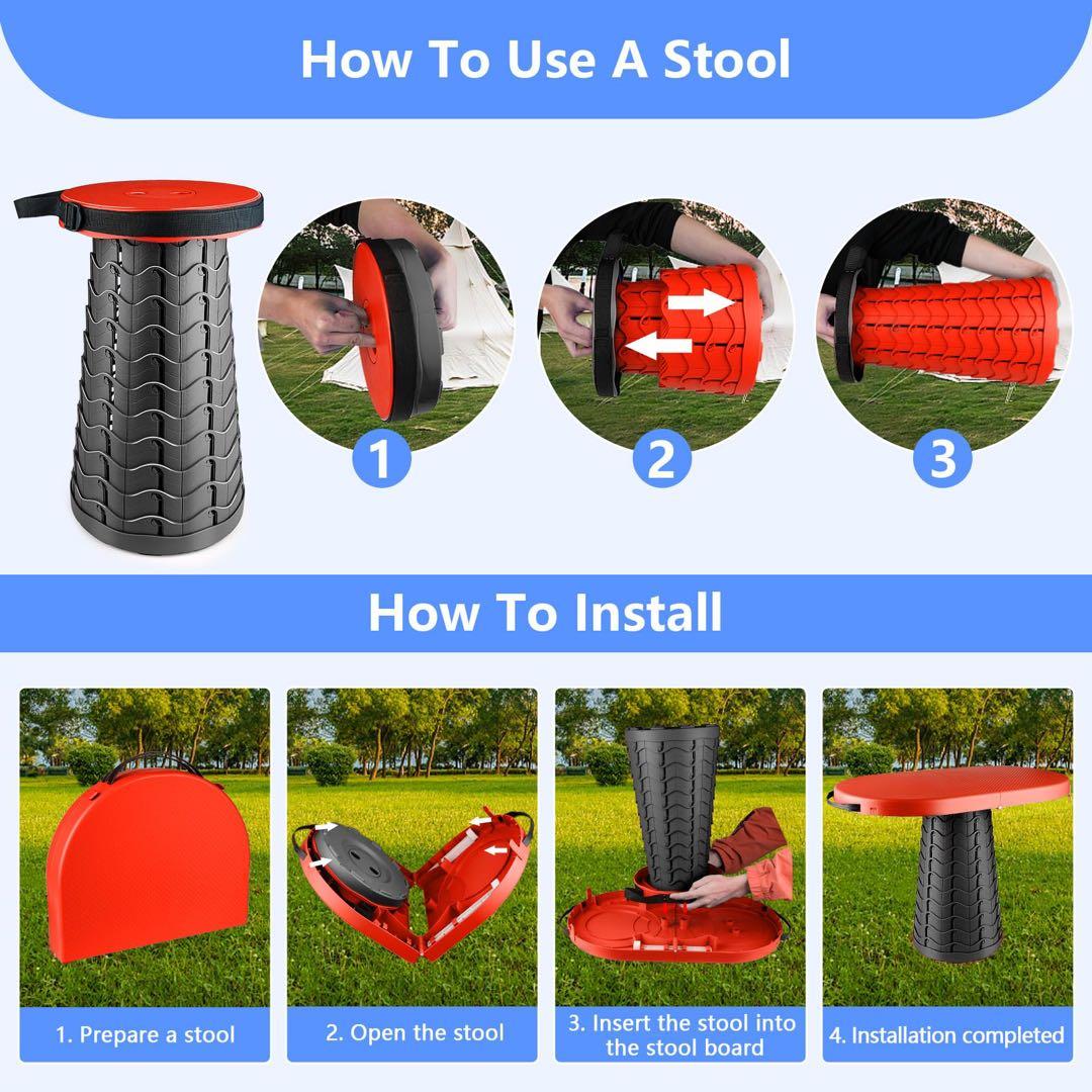 折りたたみスツール アップグレード可能 200kg 耐荷重2-in-1