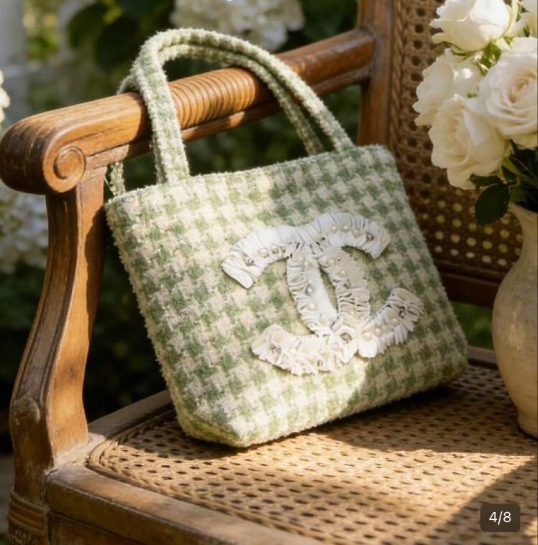 CHANEL ツイードトートバッグ　シフォン