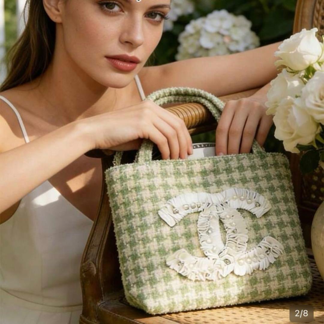 CHANEL ツイードトートバッグ　シフォン
